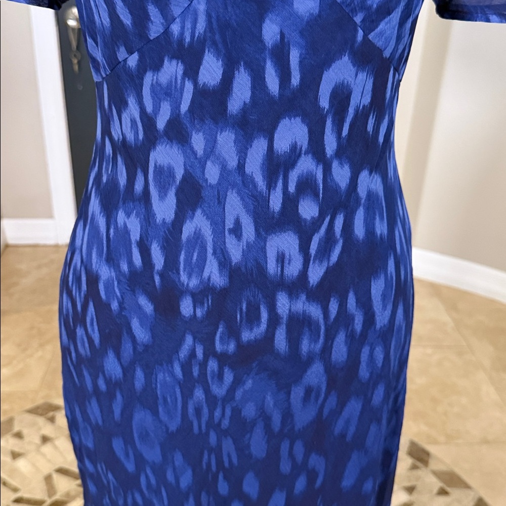 DKNY Elegant Blue Leopard Print Dress 2 - Picture 3 of 11